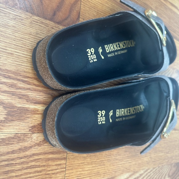 Birkenstock Madrid Big Buckle Rivet Logo Taupe Velvet Narrow. - Picture 4 of 10